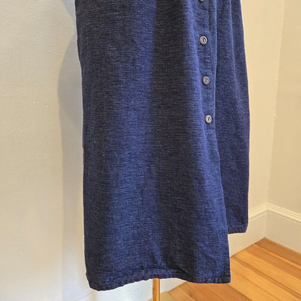 People Tree Dark Indigo Organic Cotton Belted Midi Dress US 6 Boho Sustainable - Picture 10 of 16